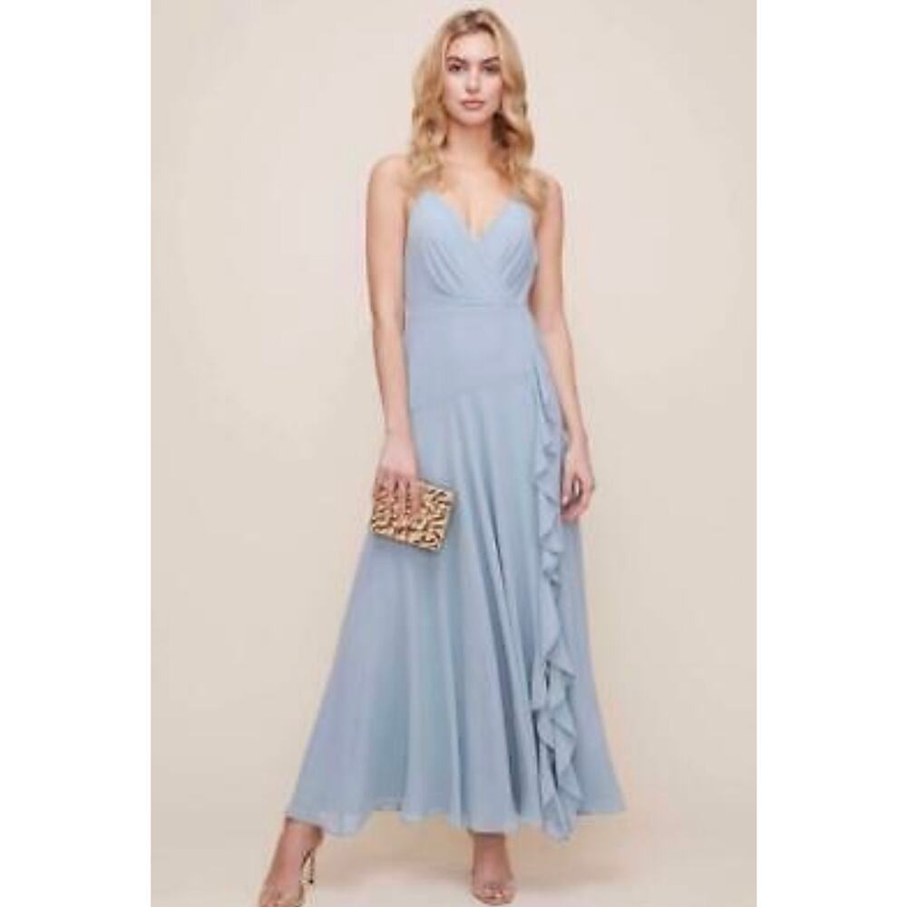 ASTR Holland Ruffle Spaghetti Faux Wrap Maxi Dress - Picture 9 of 11